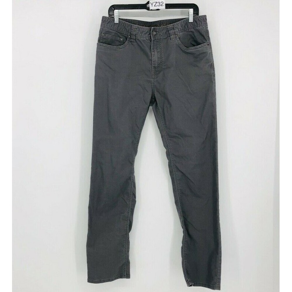 Prana Men's Gray Solid Cotton Straight Legs Mid Rise Casual Pant Size 32W/32L
